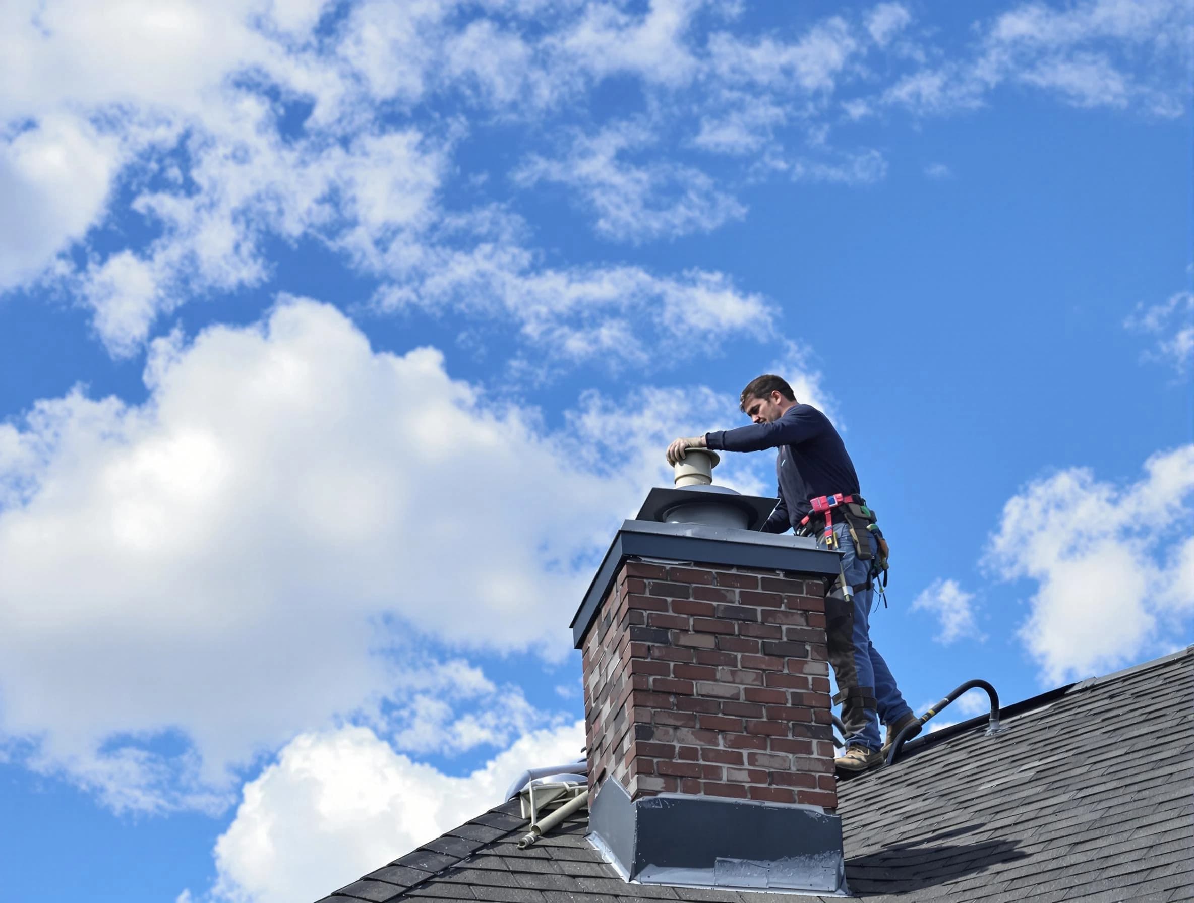 Malden Chimney Sweep installing a sturdy chimney cap in Malden, MA