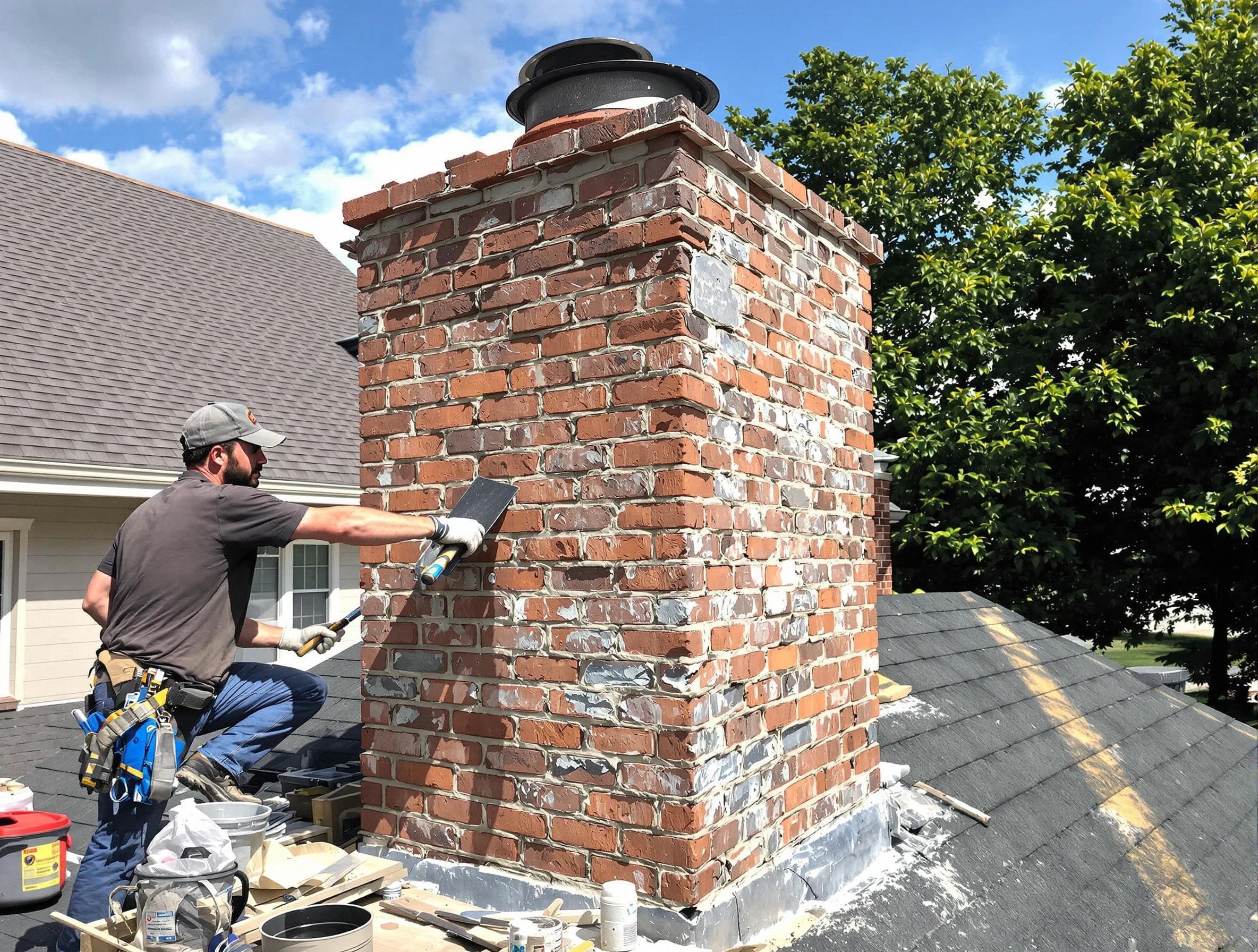 Completed chimney rebuild by Malden Chimney Sweep in Malden, MA