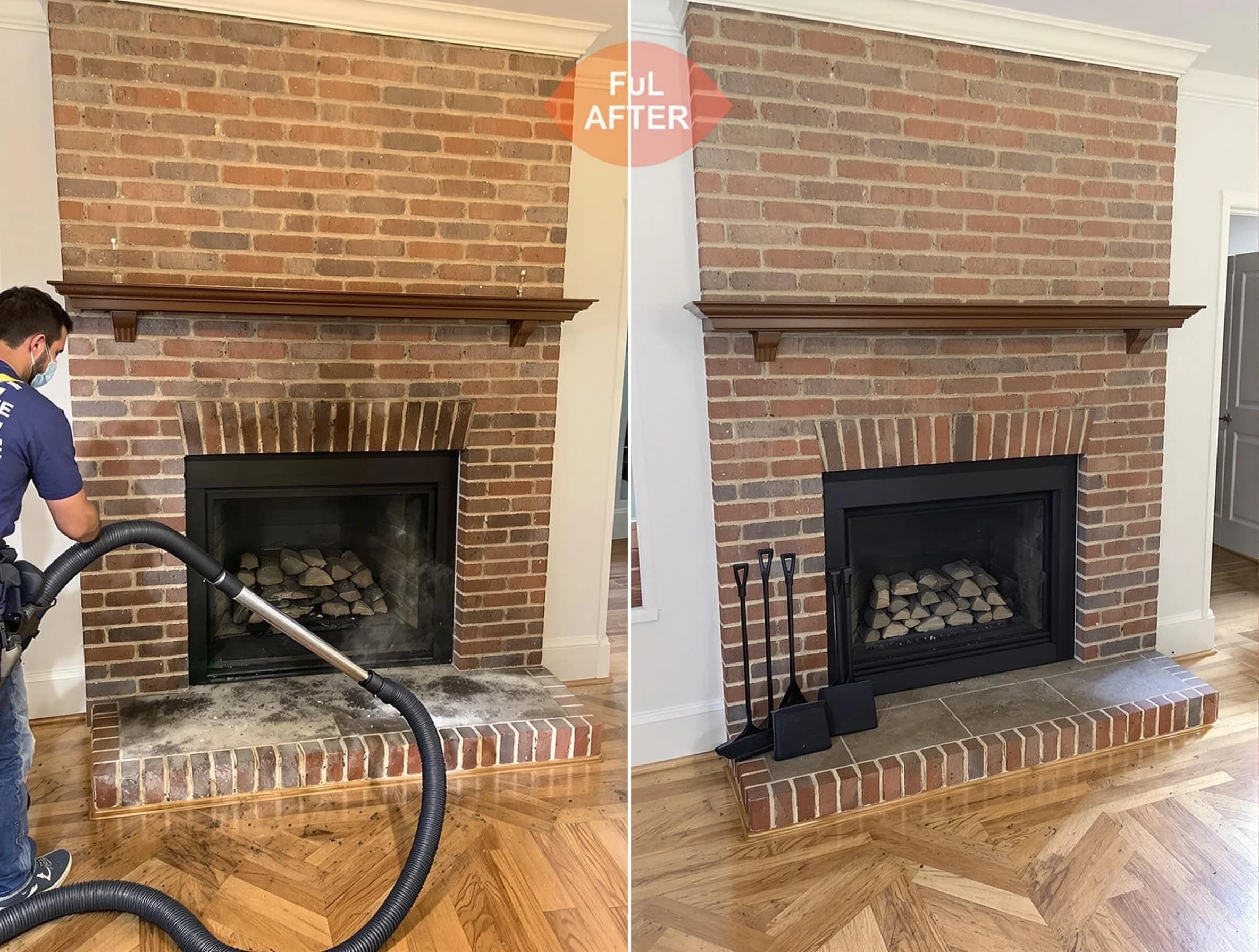 Malden Chimney Sweep carefully sanitizing a fireplace in Malden, MA