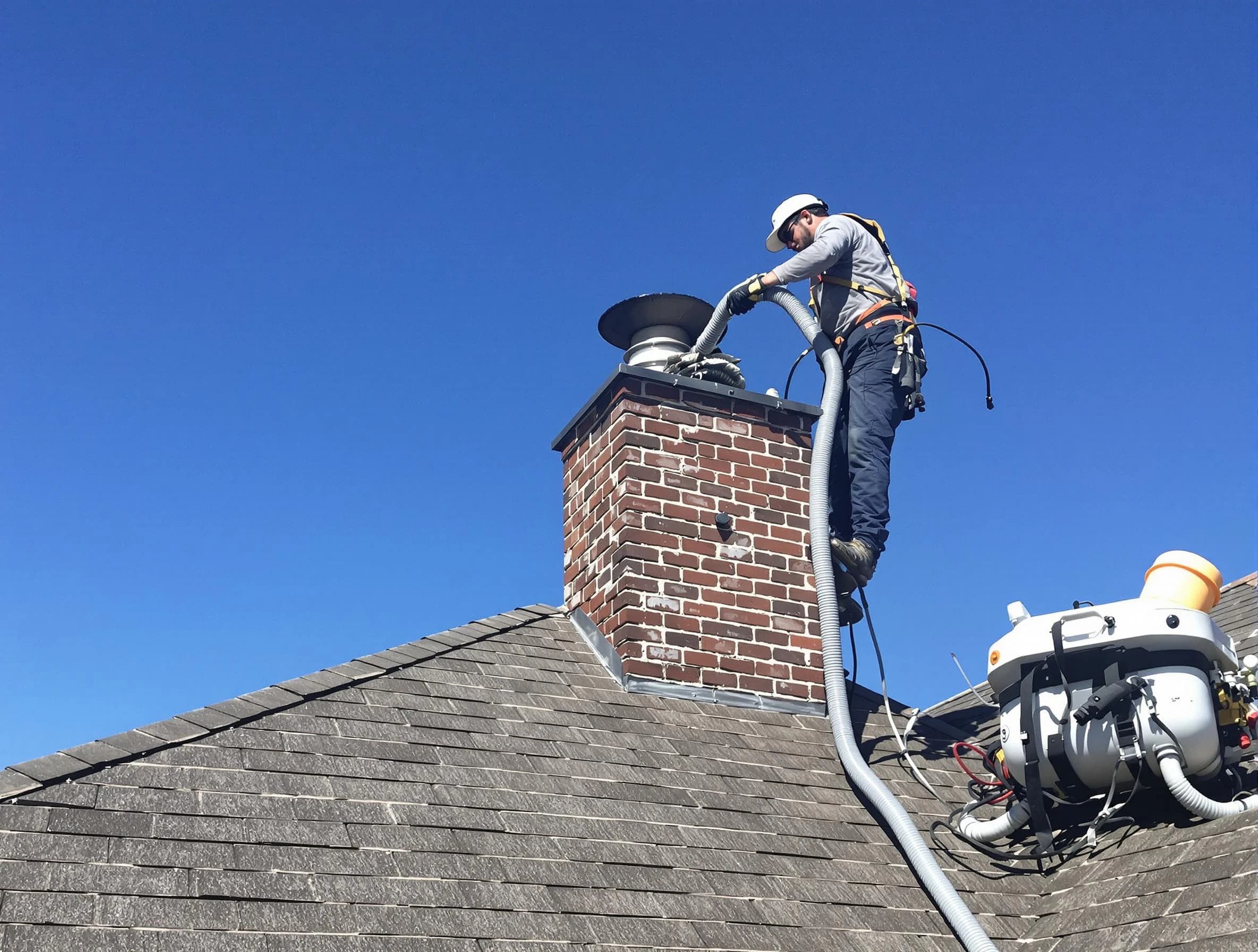 Dedicated Malden Chimney Sweep team member cleaning a chimney in Malden, MA