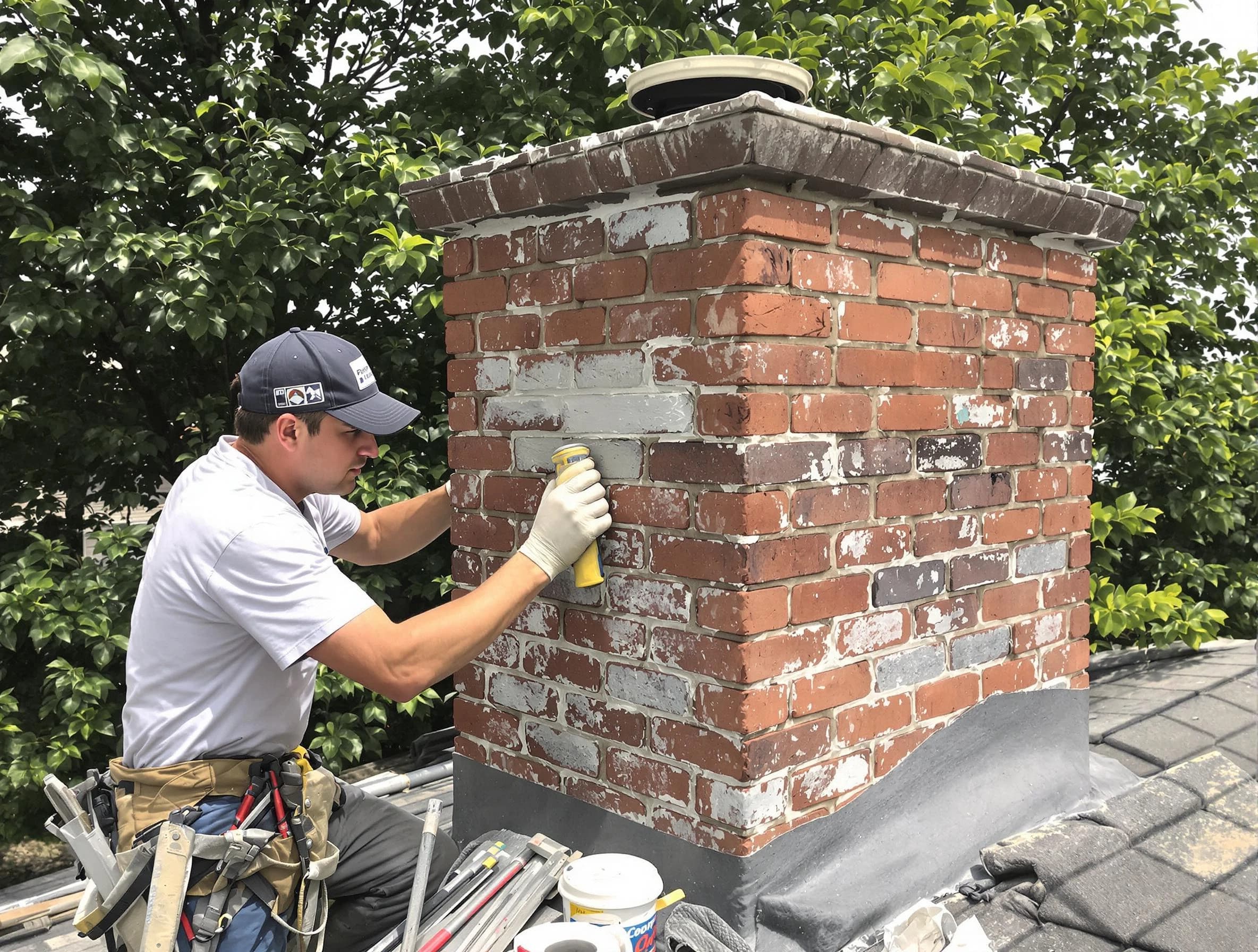 Malden Chimney Sweep restoring an aging chimney in Malden, MA