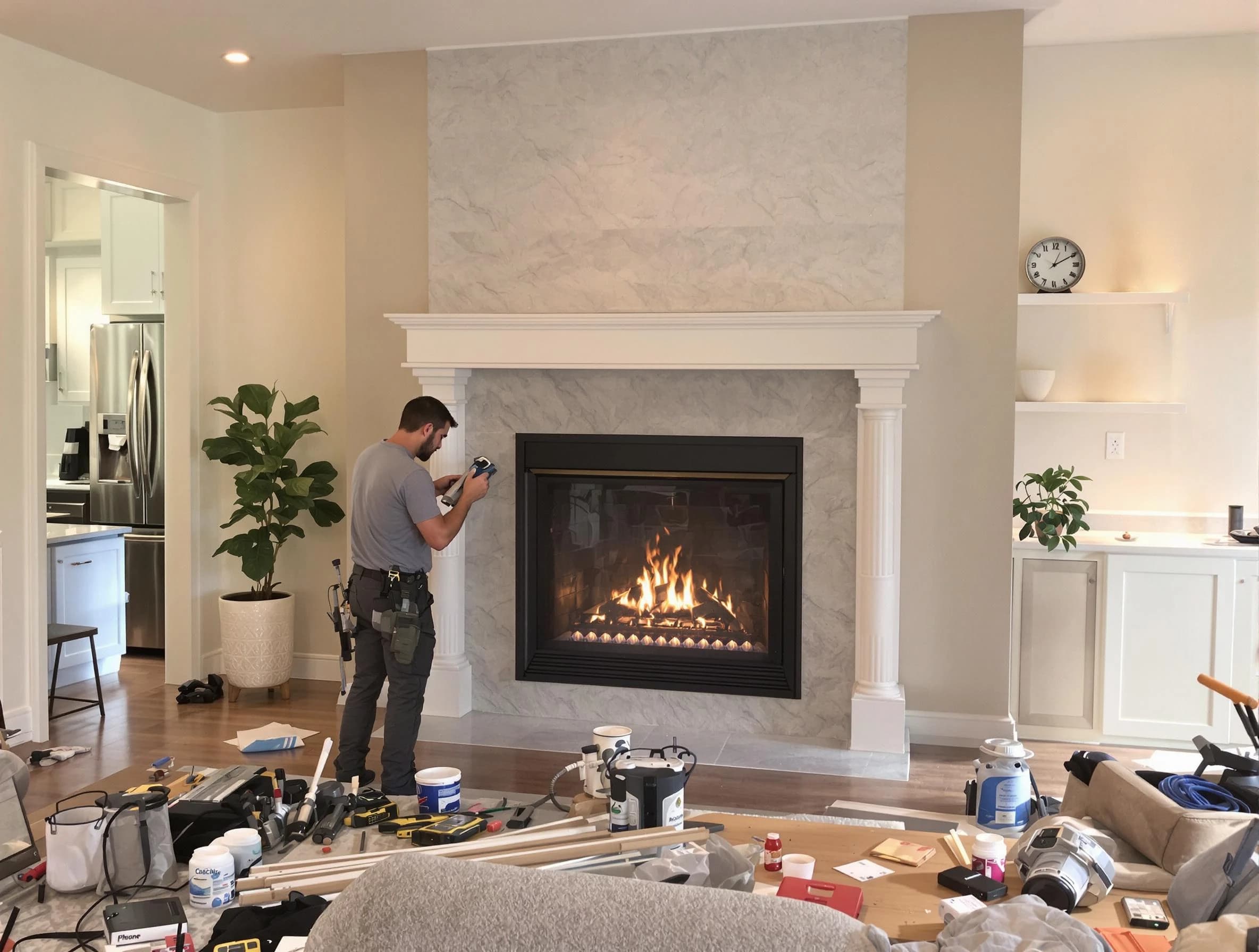 Newly installed fireplace by Malden Chimney Sweep in Malden, MA