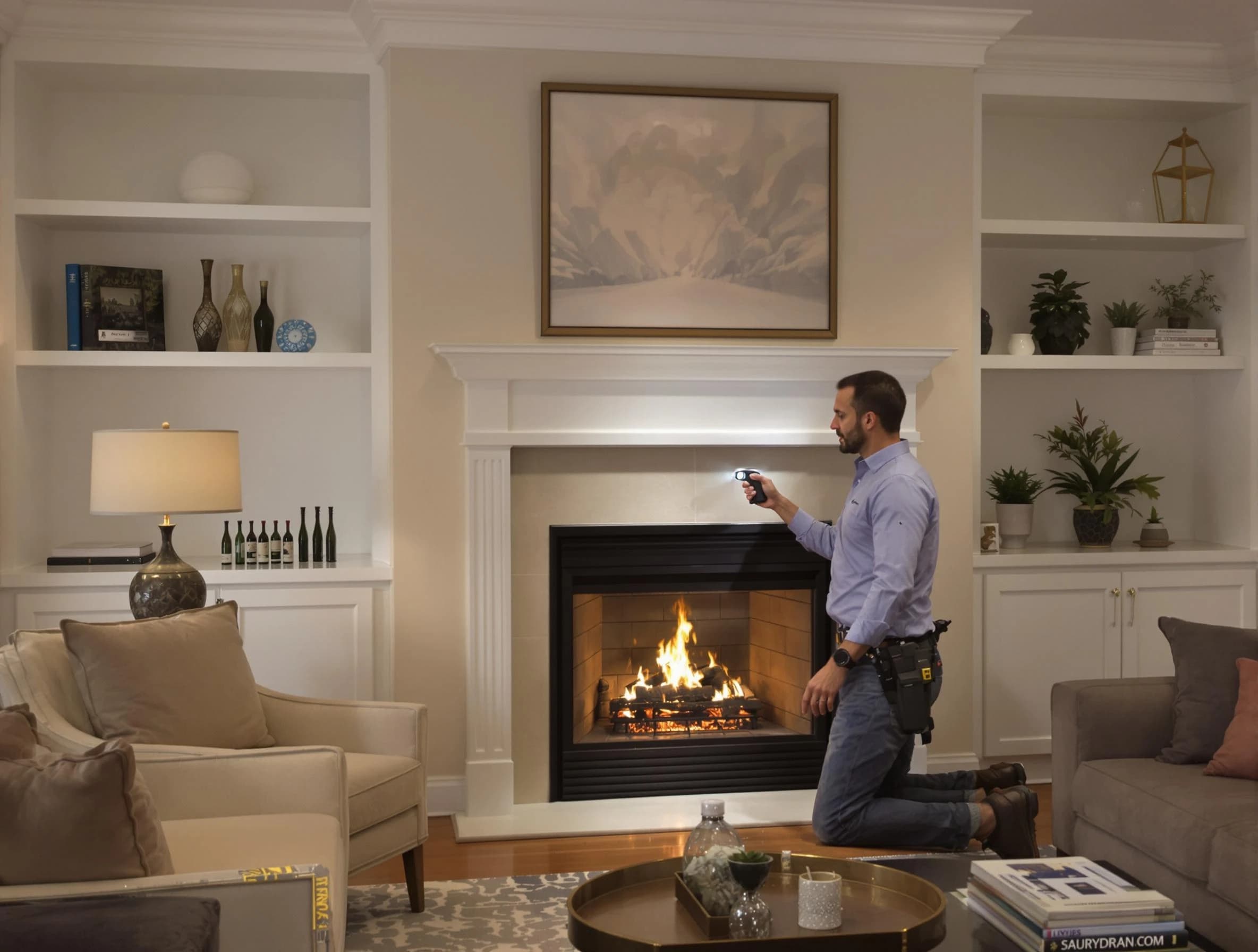 Malden Chimney Sweep conducting a fireplace safety inspection in Malden, MA