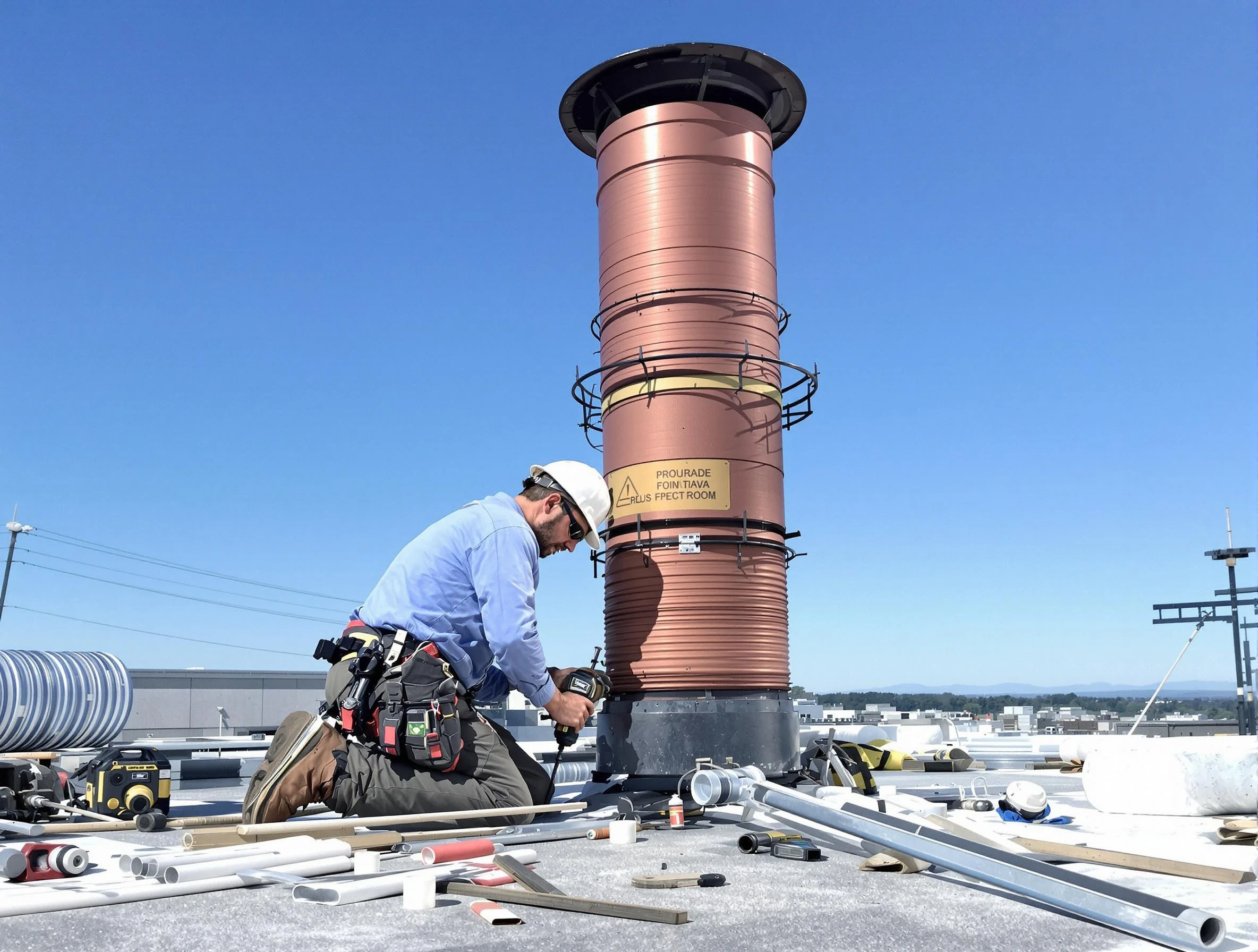 Installed chimney liner by Malden Chimney Sweep in Malden, MA
