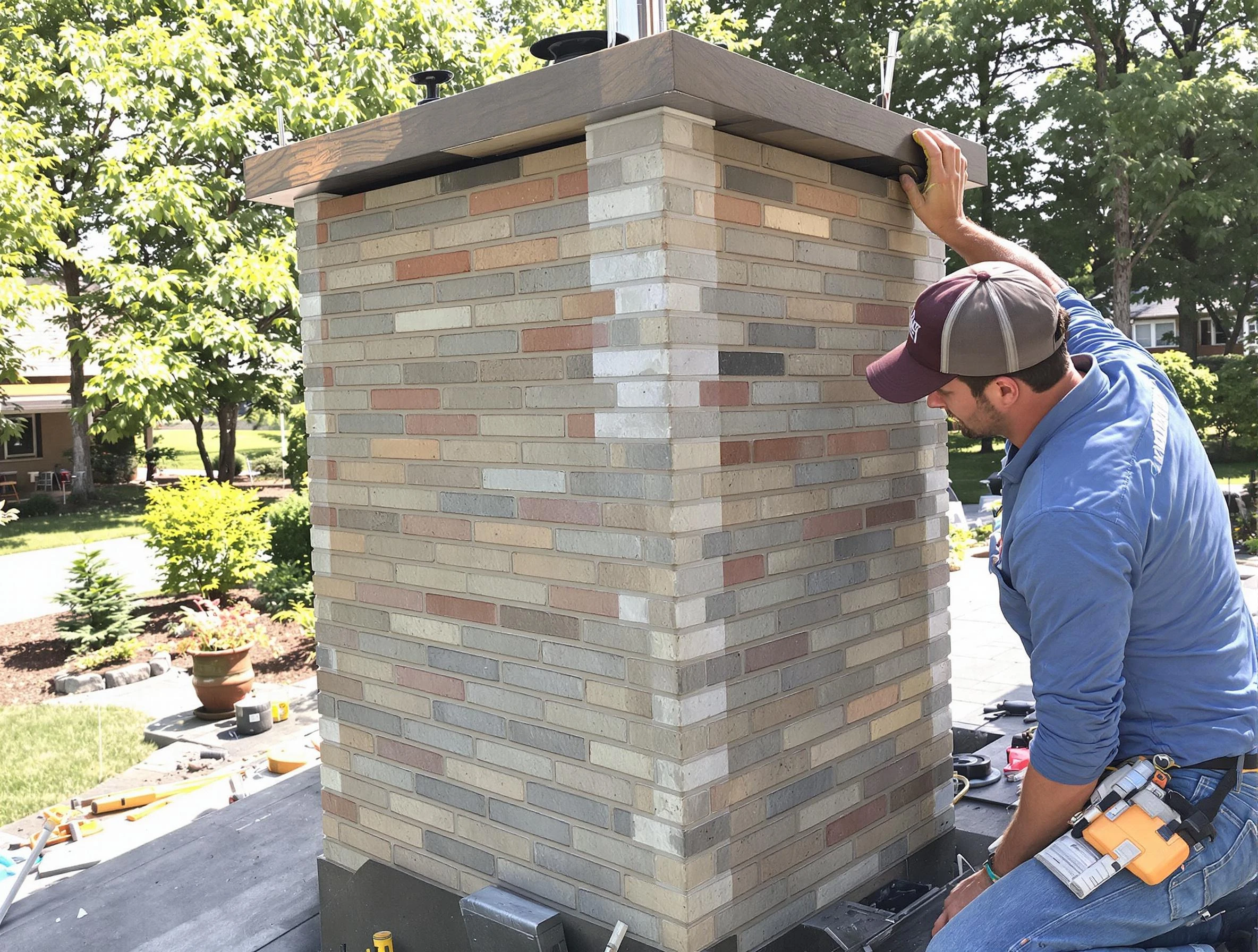 Malden Chimney Sweep completing a modern chimney remodel in Malden, MA