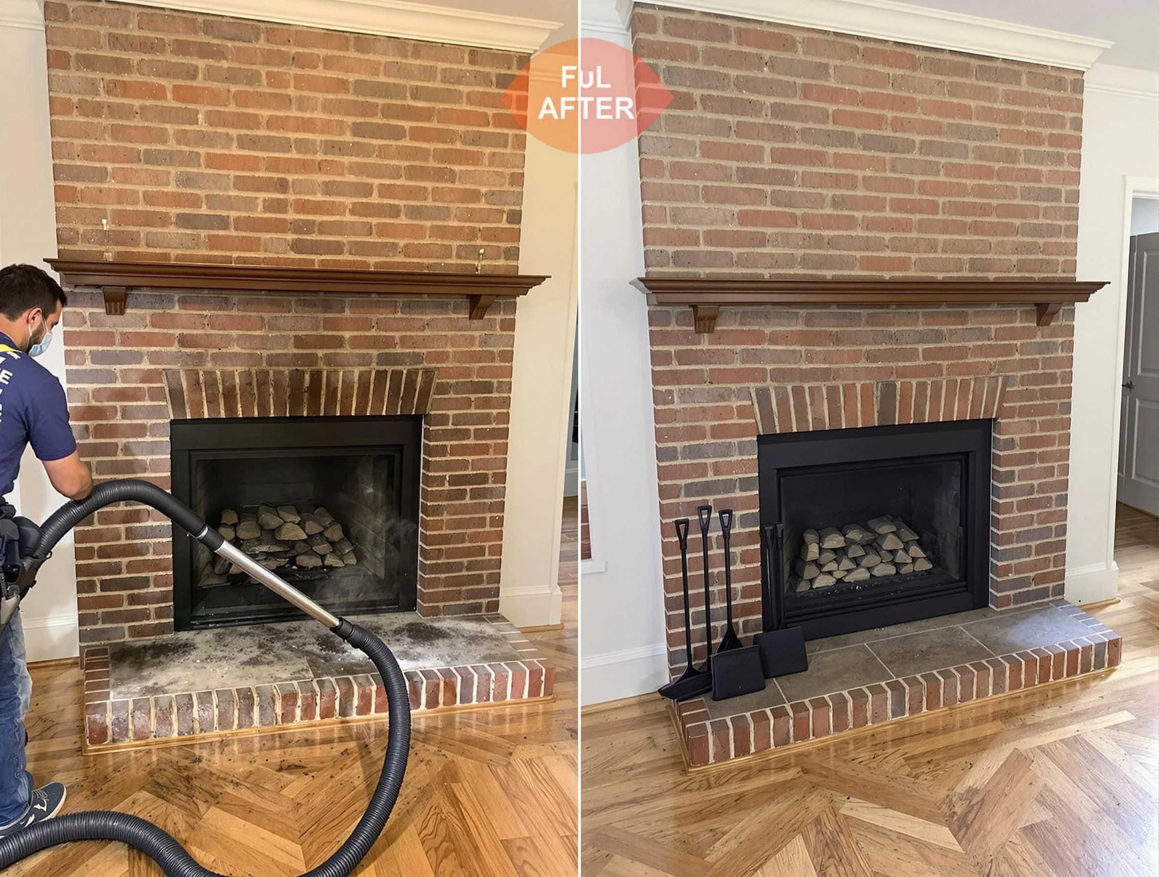 Malden Chimney Sweep carefully sanitizing a fireplace in Malden, MA