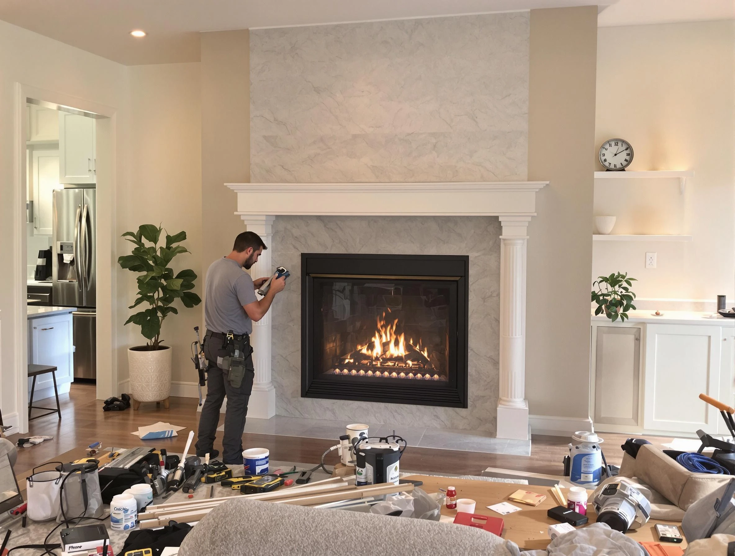 Newly installed fireplace by Malden Chimney Sweep in Malden, MA